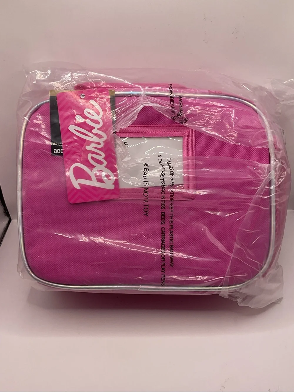 Barbie NWT (Factory Wrapped) Branded Holographic‎ Pink Soft Lunch Box